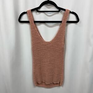 Madewell Monterey Knit Sweater Tank Top Pink Peach Cotton Blend Small